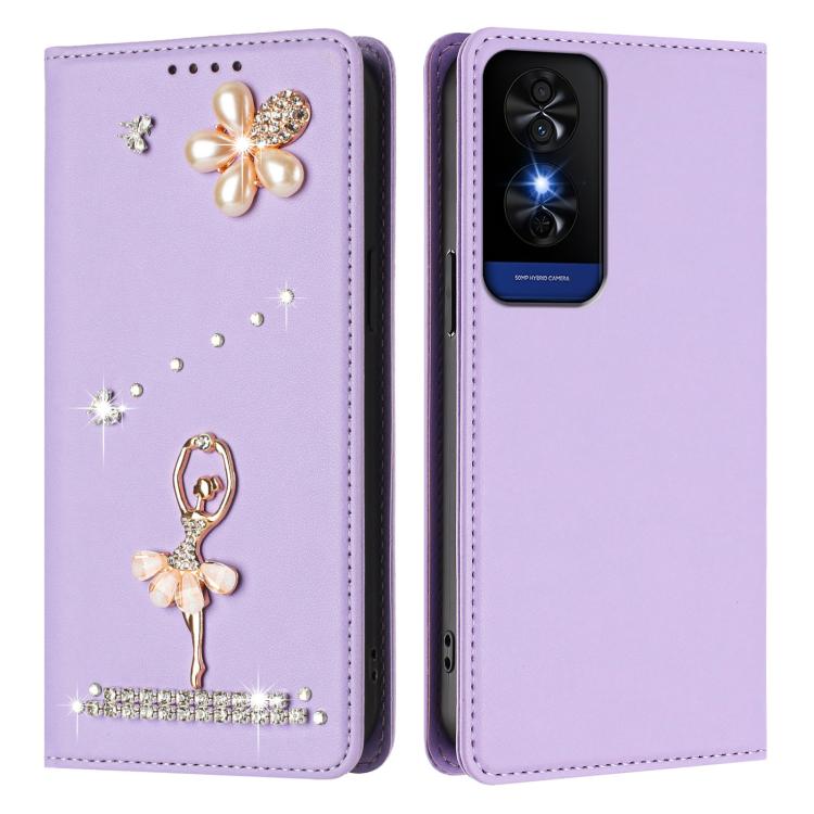 For TCL 50 5G/50 XE Nxtpaper/50 XE 5G Ballet Girl Diamond Studded RFID Vegan Leather Phone Case