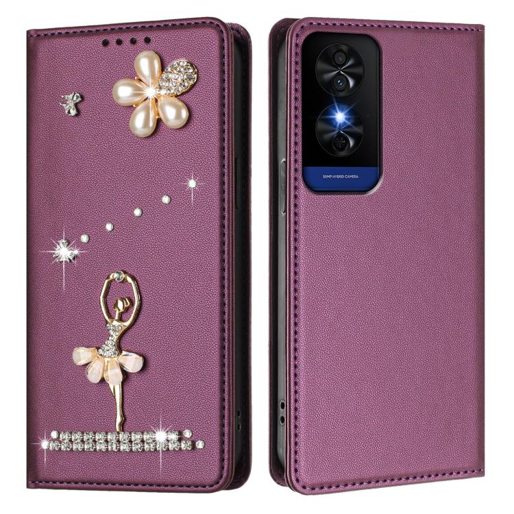 For TCL 50 5G/50 XE Nxtpaper/50 XE 5G Ballet Girl Diamond Studded RFID Vegan Leather Phone Case