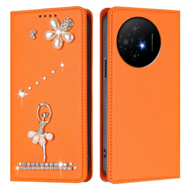 For TCL 50 XL 5G / 50 XL Nxtpaper Ballet Girl Diamond Studded RFID Vegan Leather Phone Case