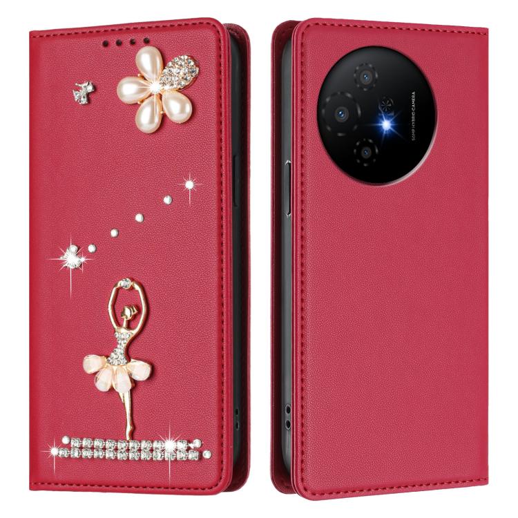For TCL 50 XL 5G / 50 XL Nxtpaper Ballet Girl Diamond Studded RFID Vegan Leather Phone Case