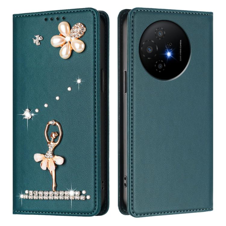 For TCL 50 XL 5G / 50 XL Nxtpaper Ballet Girl Diamond Studded RFID Vegan Leather Phone Case