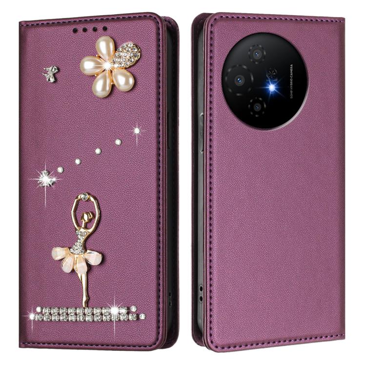 For TCL 50 XL 5G / 50 XL Nxtpaper Ballet Girl Diamond Studded RFID Vegan Leather Phone Case