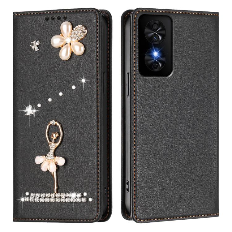 For TCL 50 SE / 40 Nxtpaper 4G Ballet Girl Diamond Studded RFID Vegan Leather Phone Case