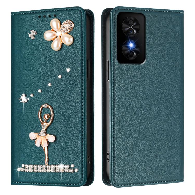 For TCL 50 SE / 40 Nxtpaper 4G Ballet Girl Diamond Studded RFID Vegan Leather Phone Case
