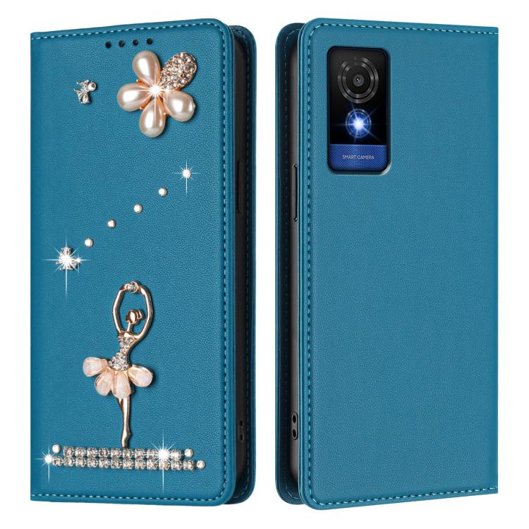 For TCL 501 / Vodafone Smart M25 Ballet Girl Diamond Studded RFID Vegan Leather Phone Case