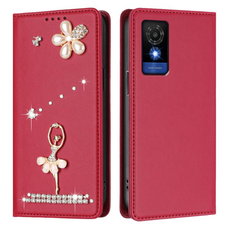For TCL 501 / Vodafone Smart M25 Ballet Girl Diamond Studded RFID Vegan Leather Phone Case
