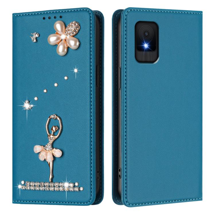 For TCL 502 Ballet Girl Diamond Studded RFID Vegan Leather Phone Case