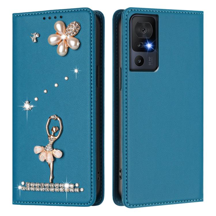 For TCL 40 SE Ballet Girl Diamond Studded RFID Vegan Leather Phone Case