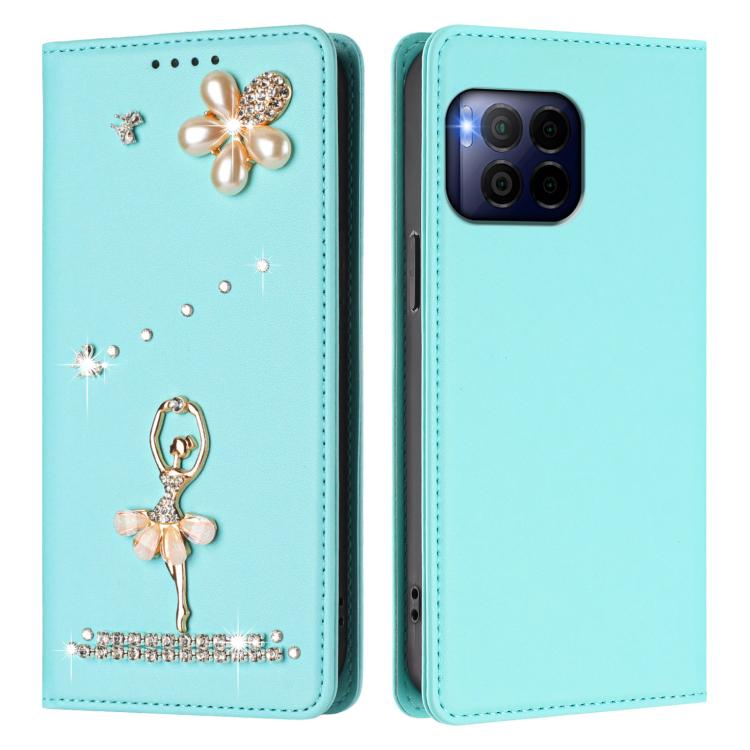For T-Mobile Revvl 7 Pro 5G Ballet Girl Diamond Studded RFID Vegan Leather Phone Case