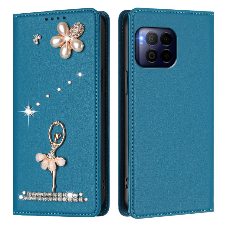 For T-Mobile Revvl 7 Pro 5G Ballet Girl Diamond Studded RFID Vegan Leather Phone Case
