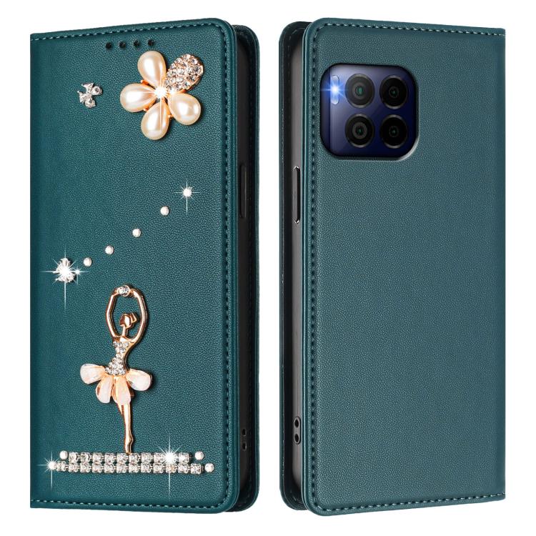 For T-Mobile Revvl 7 Pro 5G Ballet Girl Diamond Studded RFID Vegan Leather Phone Case
