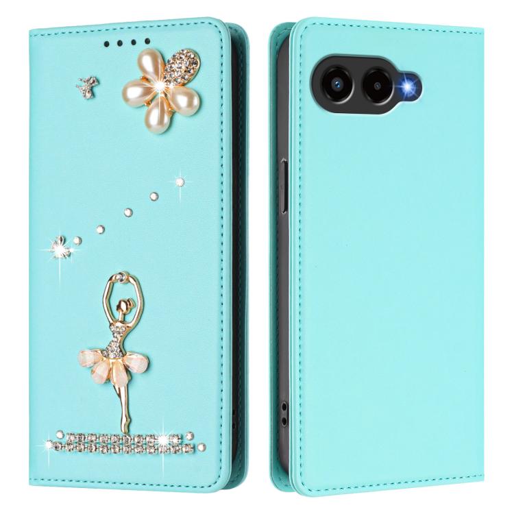 For T-Mobile Revvl 8 5G Ballet Girl Diamond Studded RFID Vegan Leather Phone Case