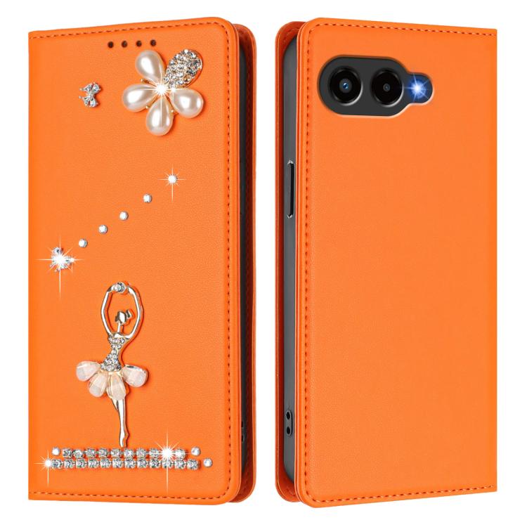 For T-Mobile Revvl 8 5G Ballet Girl Diamond Studded RFID Vegan Leather Phone Case