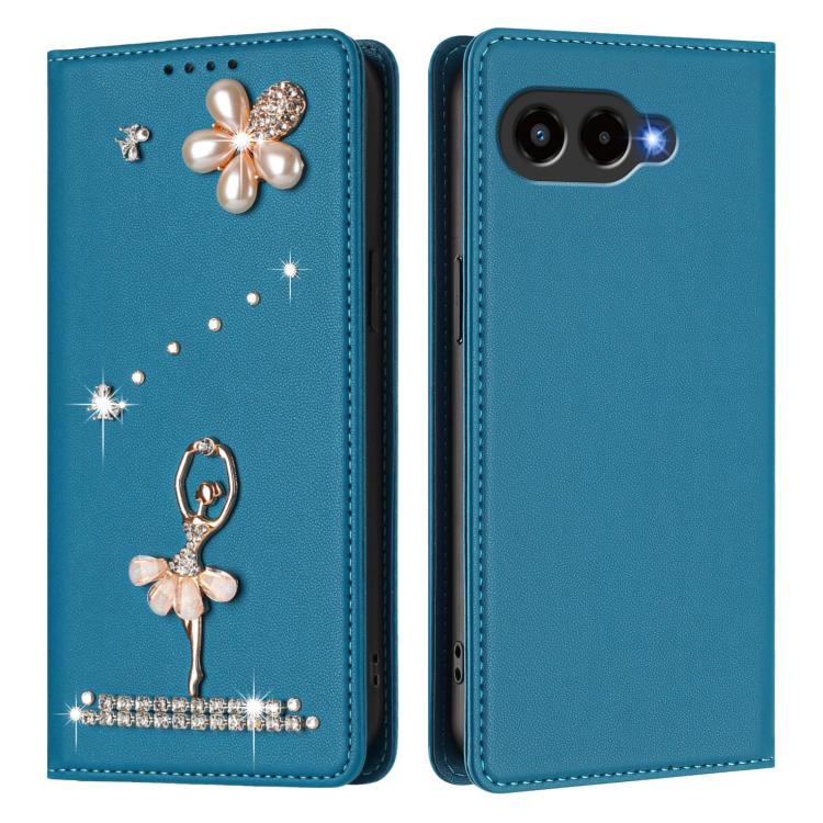 For T-Mobile Revvl 8 5G Ballet Girl Diamond Studded RFID Vegan Leather Phone Case