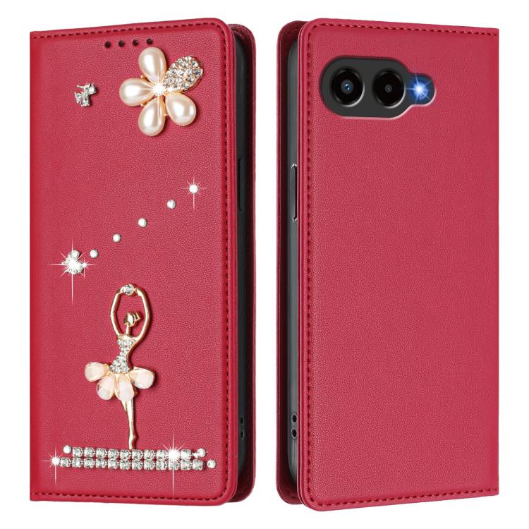 For T-Mobile Revvl 8 5G Ballet Girl Diamond Studded RFID Vegan Leather Phone Case
