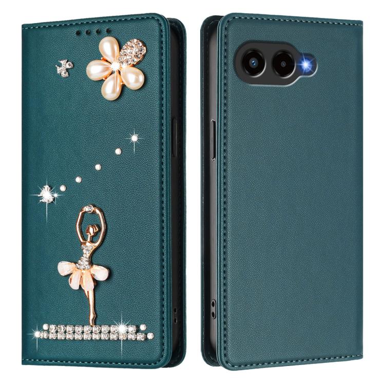 For T-Mobile Revvl 8 5G Ballet Girl Diamond Studded RFID Vegan Leather Phone Case