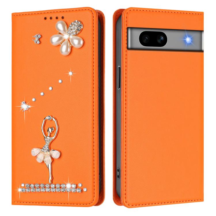For Google Pixel 7a Ballet Girl Diamond Studded RFID Vegan Leather Phone Case