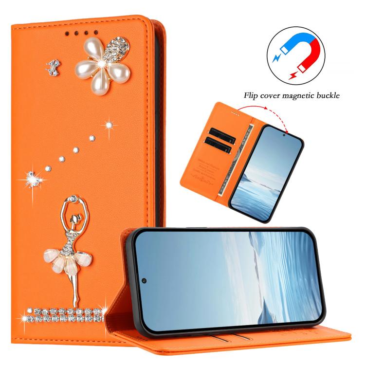 For Google Pixel 7a Ballet Girl Diamond Studded RFID Vegan Leather Phone Case