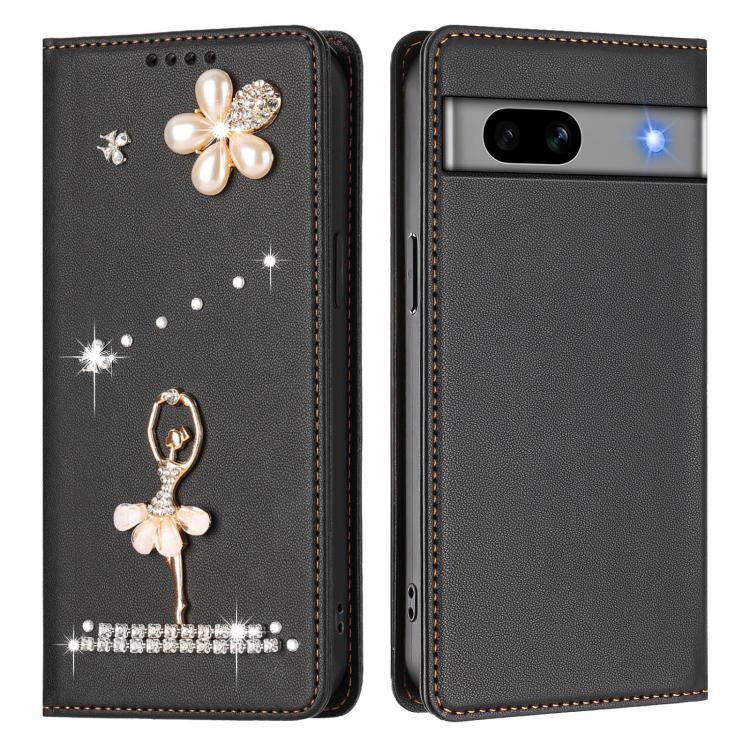 For Google Pixel 7a Ballet Girl Diamond Studded RFID Vegan Leather Phone Case