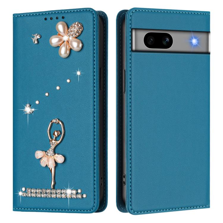For Google Pixel 7a Ballet Girl Diamond Studded RFID Vegan Leather Phone Case