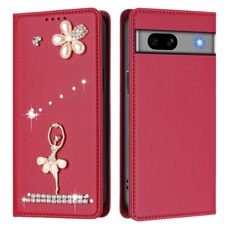 For Google Pixel 7a Ballet Girl Diamond Studded RFID Vegan Leather Phone Case