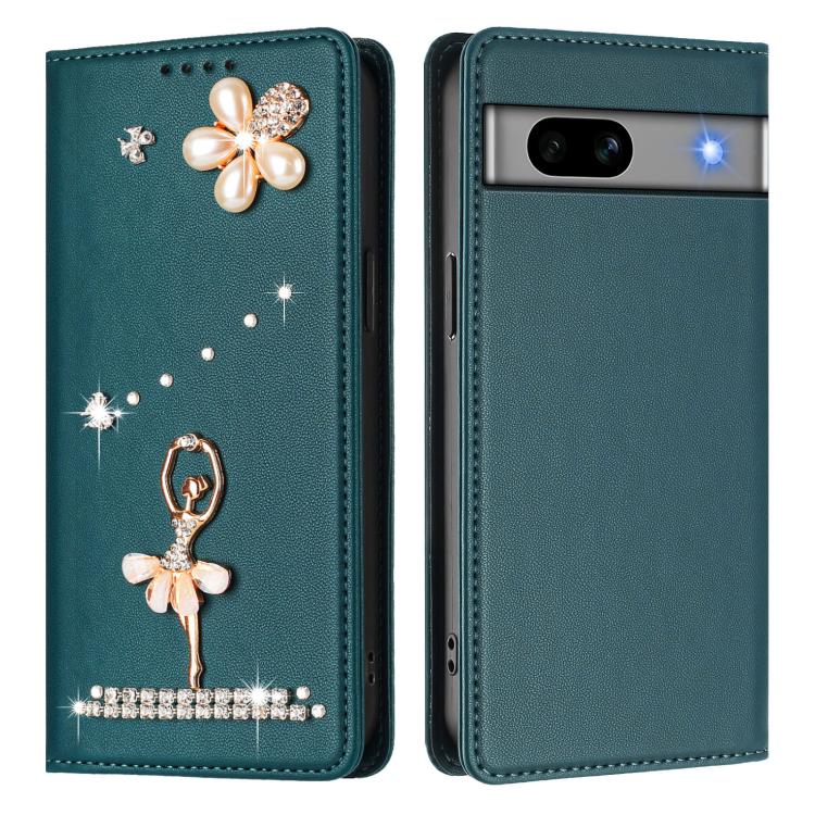 For Google Pixel 7a Ballet Girl Diamond Studded RFID Vegan Leather Phone Case