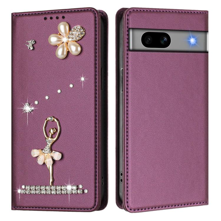 For Google Pixel 7a Ballet Girl Diamond Studded RFID Vegan Leather Phone Case