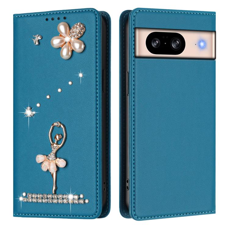 For Google Pixel 8 Ballet Girl Diamond Studded RFID Vegan Leather Phone Case