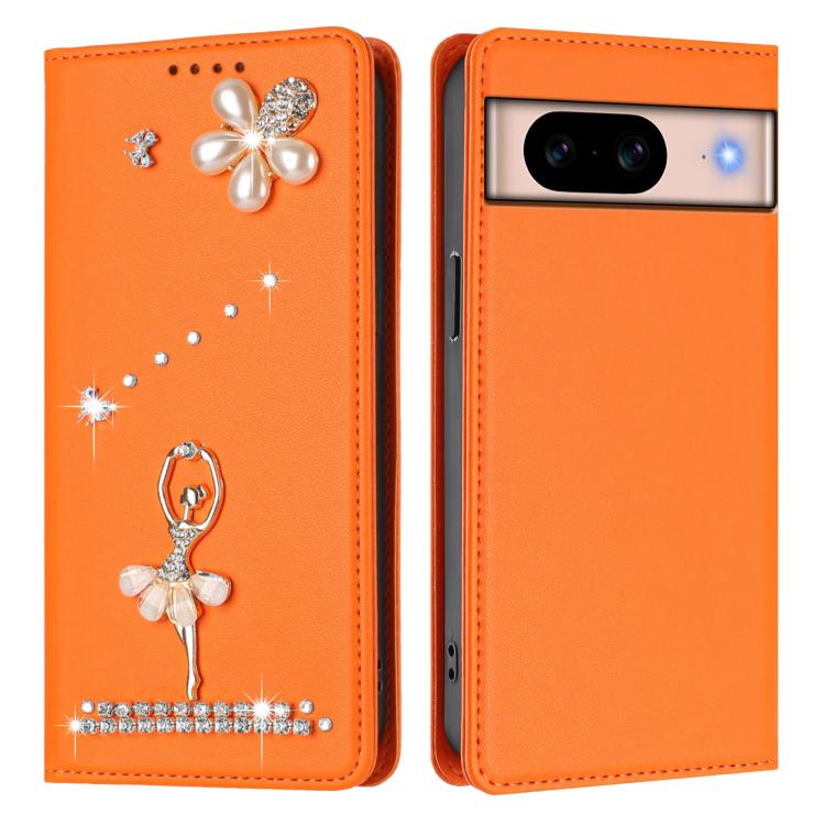 For Google Pixel 8A Ballet Girl Diamond Studded RFID Vegan Leather Phone Case