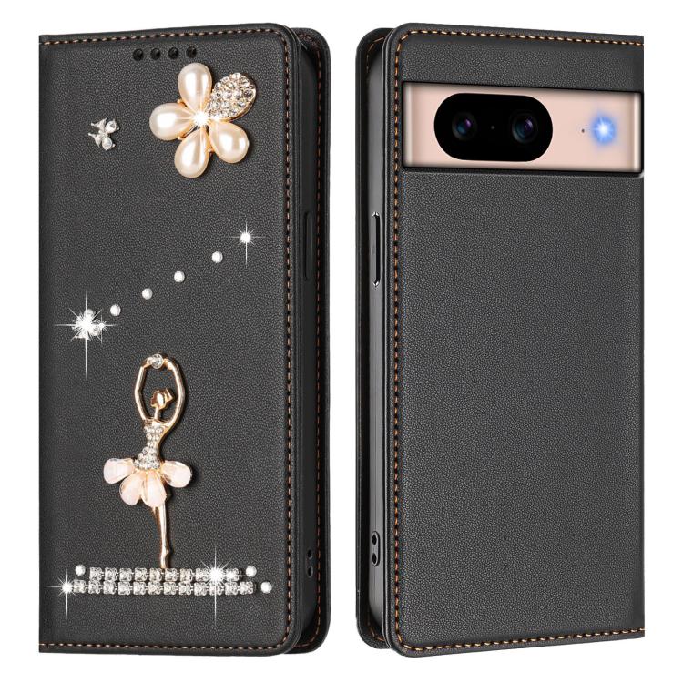For Google Pixel 8A Ballet Girl Diamond Studded RFID Vegan Leather Phone Case