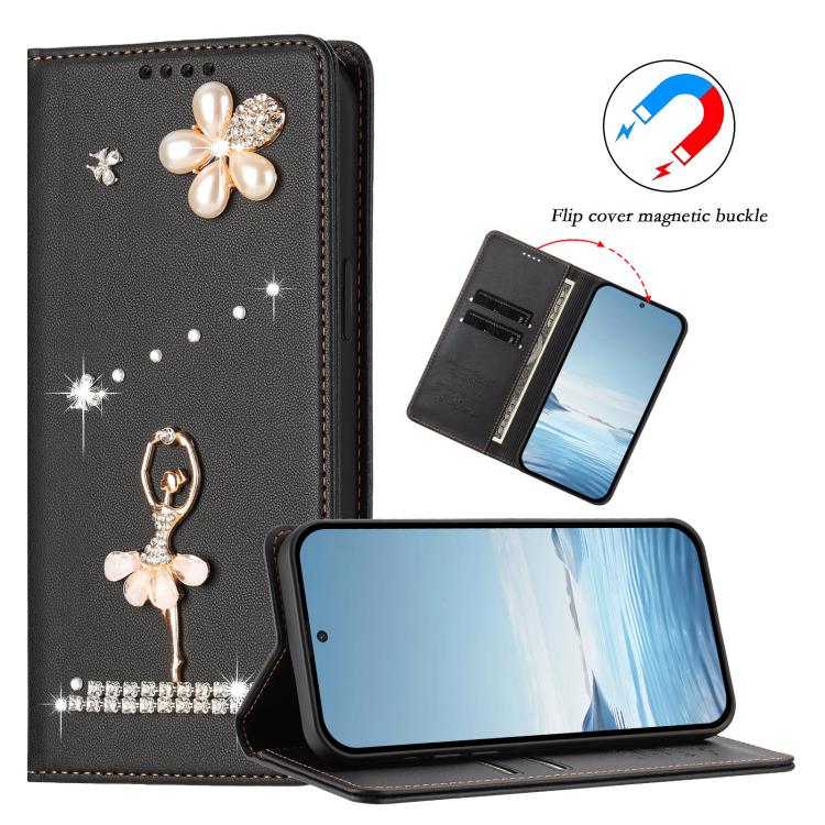 For Google Pixel 8A Ballet Girl Diamond Studded RFID Vegan Leather Phone Case