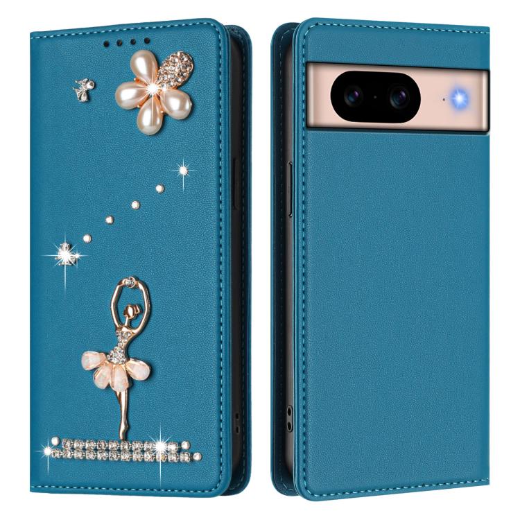 For Google Pixel 8A Ballet Girl Diamond Studded RFID Vegan Leather Phone Case