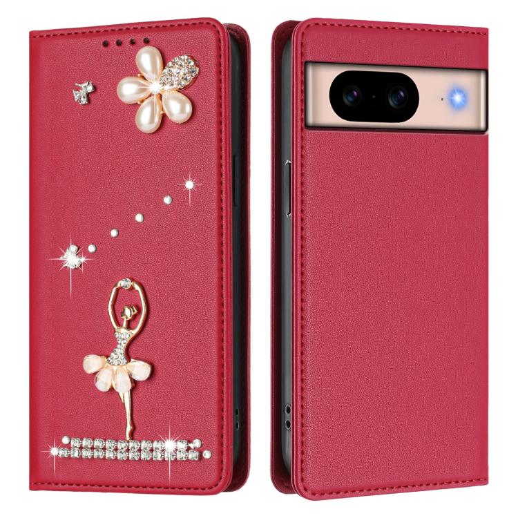 For Google Pixel 8A Ballet Girl Diamond Studded RFID Vegan Leather Phone Case