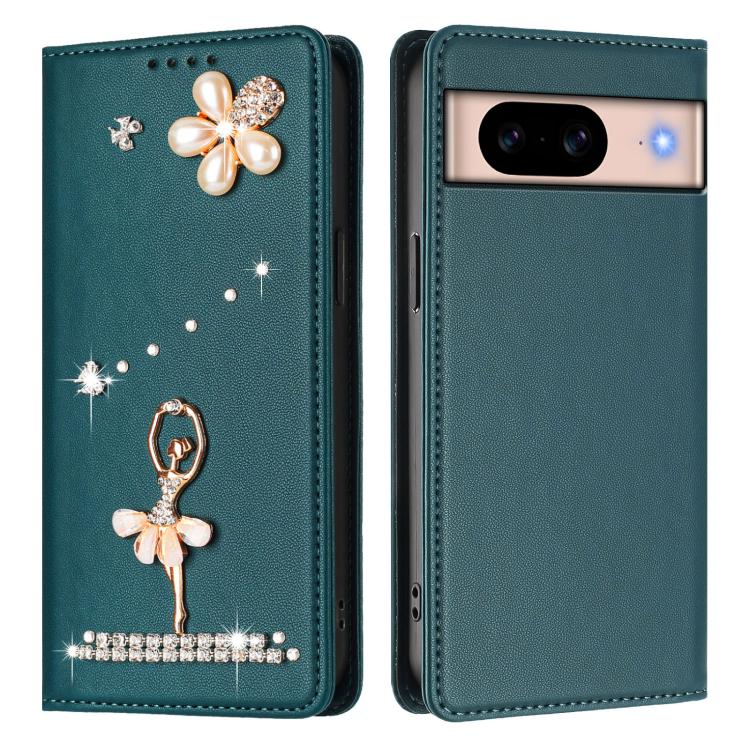 For Google Pixel 8A Ballet Girl Diamond Studded RFID Vegan Leather Phone Case