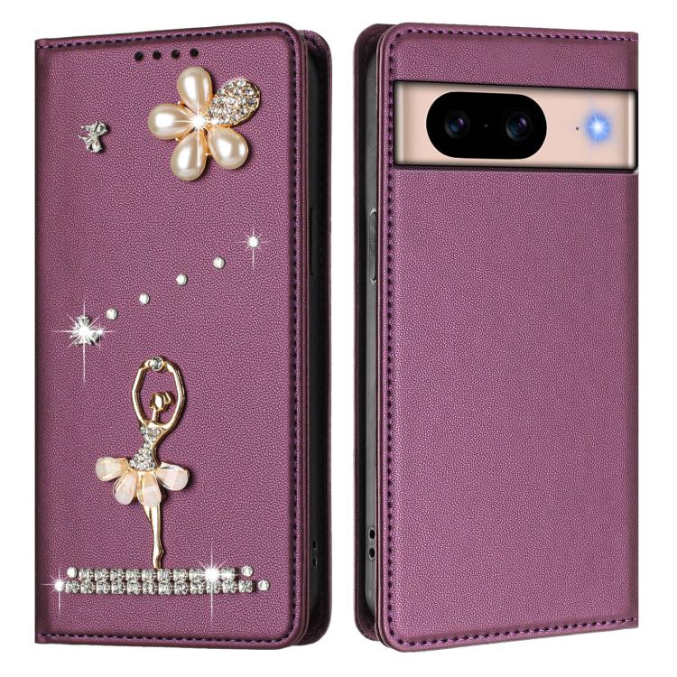 For Google Pixel 8A Ballet Girl Diamond Studded RFID Vegan Leather Phone Case