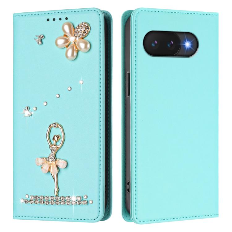 For Google Pixel 9A Ballet Girl Diamond Studded RFID Vegan Leather Phone Case