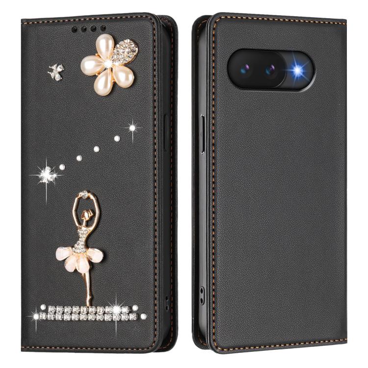 For Google Pixel 9A Ballet Girl Diamond Studded RFID Vegan Leather Phone Case