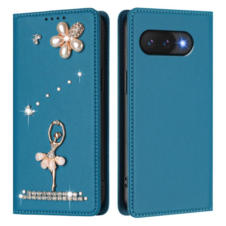 For Google Pixel 9A Ballet Girl Diamond Studded RFID Vegan Leather Phone Case