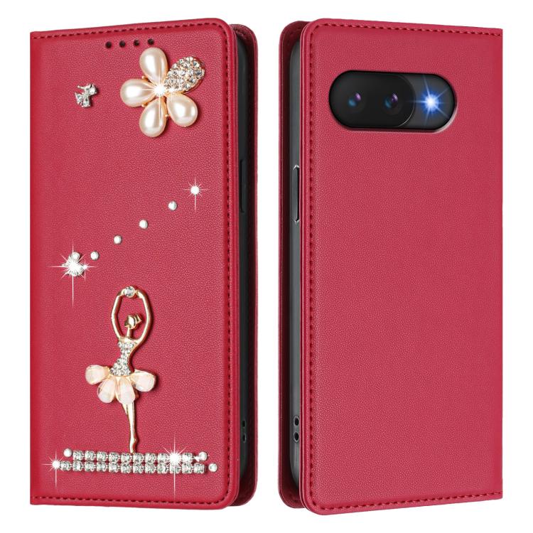 For Google Pixel 9A Ballet Girl Diamond Studded RFID Vegan Leather Phone Case