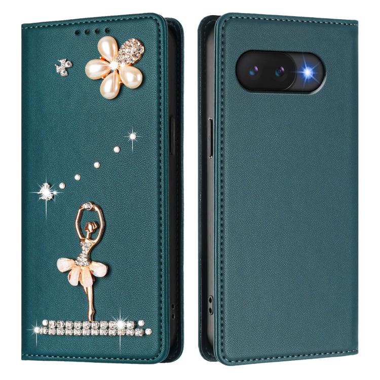For Google Pixel 9A Ballet Girl Diamond Studded RFID Vegan Leather Phone Case