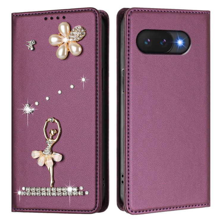 For Google Pixel 9A Ballet Girl Diamond Studded RFID Vegan Leather Phone Case