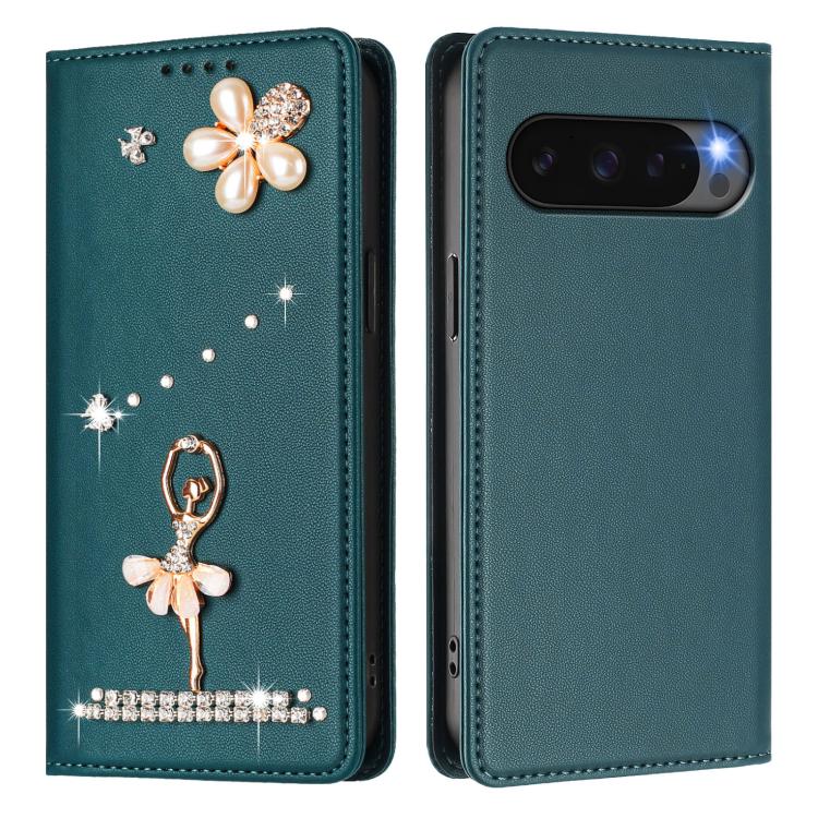 For Google Pixel 10 5G Global Ballet Girl Diamond Studded RFID Vegan Leather Phone Case