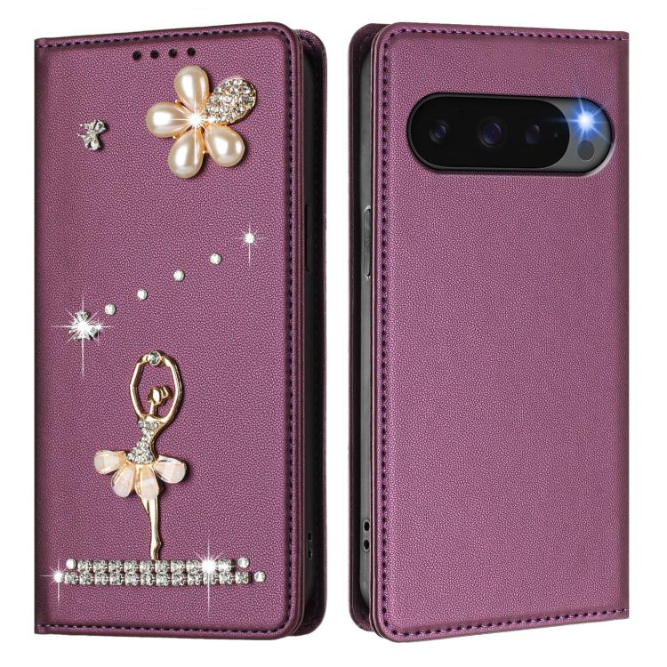 For Google Pixel 10 5G Global Ballet Girl Diamond Studded RFID Vegan Leather Phone Case