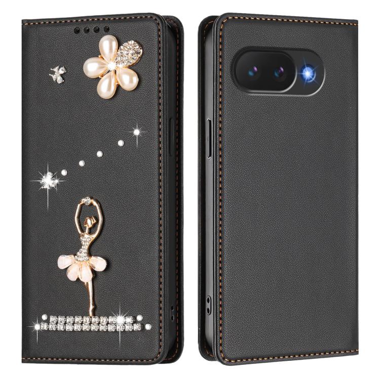For Google Pixel 10a Ballet Girl Diamond Studded RFID Vegan Leather Phone Case