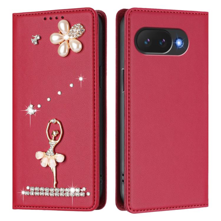 For Google Pixel 10a Ballet Girl Diamond Studded RFID Vegan Leather Phone Case