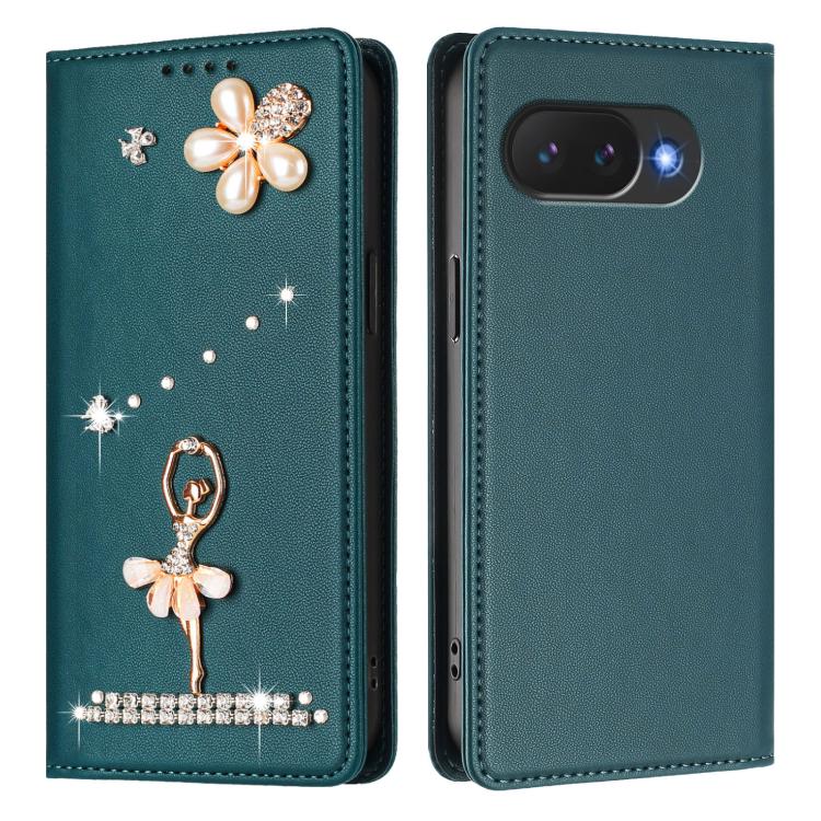 For Google Pixel 10a Ballet Girl Diamond Studded RFID Vegan Leather Phone Case