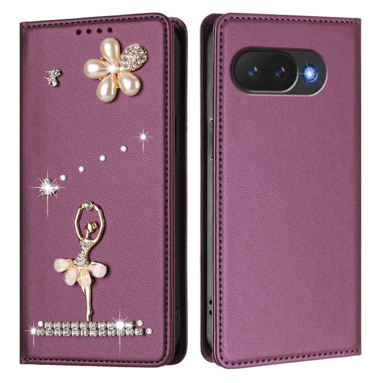 For Google Pixel 10a Ballet Girl Diamond Studded RFID Vegan Leather Phone Case