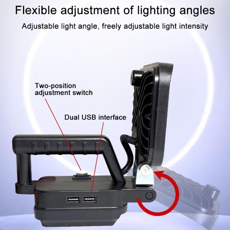 3 inch Square High Beam Outdoor Portable Dual USB LED Emergency Work Light, For Dayi Battery Slot