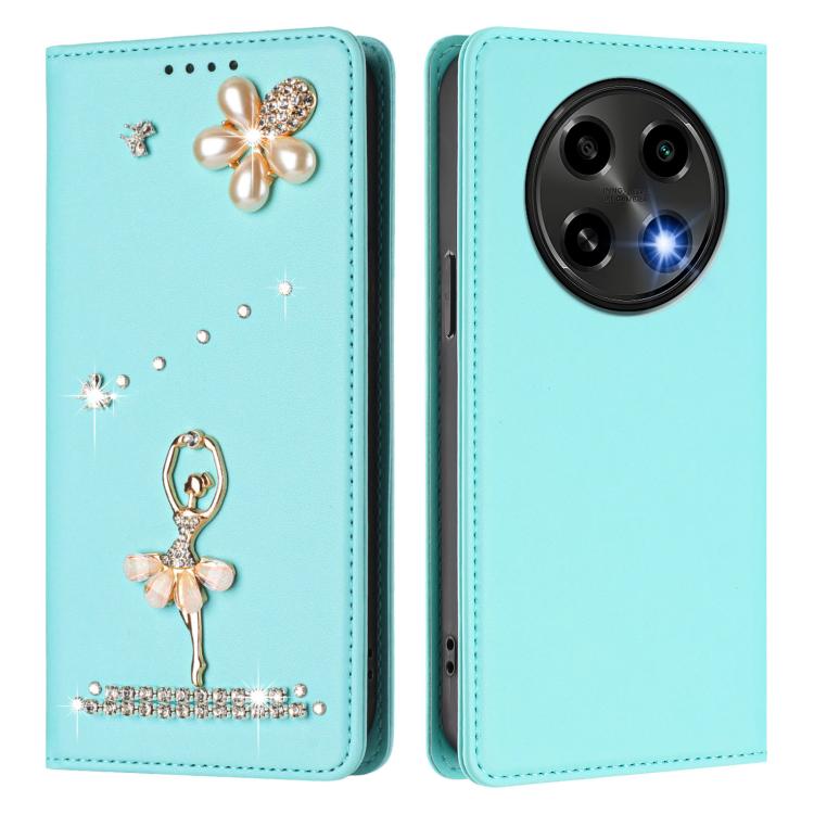For OPPO A2 Pro 5G / F27 Pro 5G Ballet Girl Diamond Studded RFID Vegan Leather Phone Case