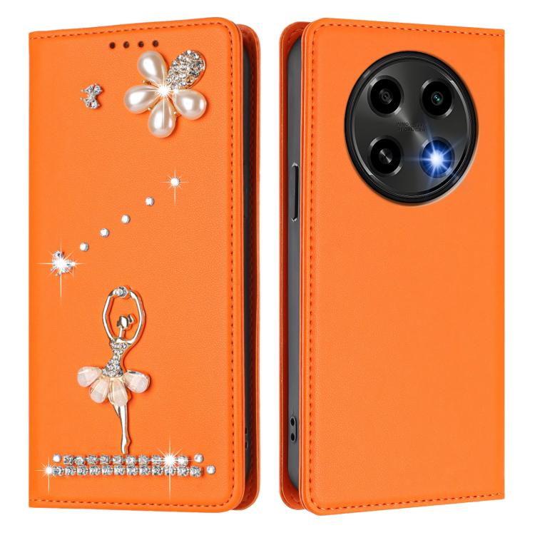 For OPPO A2 Pro 5G / F27 Pro 5G Ballet Girl Diamond Studded RFID Vegan Leather Phone Case